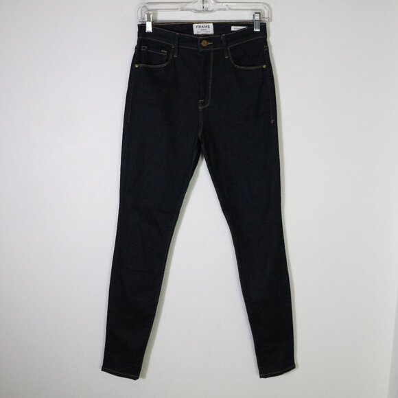 Frame Denim Ali High Rise Skinny Jeans Women 26 Dark Wash Blue High Rise Stretch - Picture 1 of 8